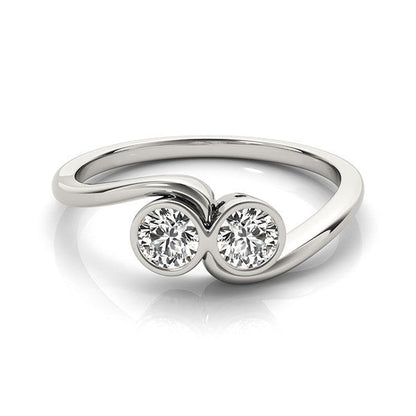 14k White Gold Bezel Set Curved Band Two Stone Diamond Ring (1/2 cttw) RCJ Rings  CELESTIA LUXE JEWELLERS