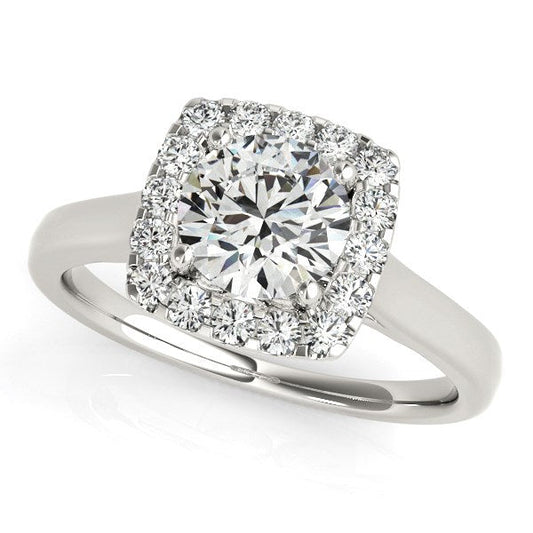 14k White Gold Square Shape Border Diamond Engagement Ring (1 1/3 cttw) RCJ Rings  CELESTIA LUXE JEWELLERS