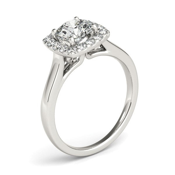 14k White Gold Square Shape Border Diamond Engagement Ring (1 1/3 cttw) RCJ Rings  CELESTIA LUXE JEWELLERS