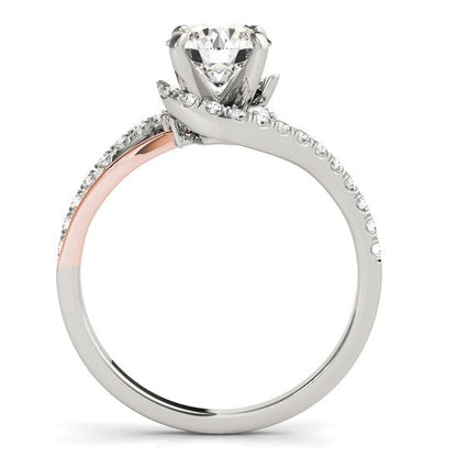 14k White And Rose Gold Bypass Shank Diamond Engagement Ring (1 1/3 cttw) RCJ Rings  CELESTIA LUXE JEWELLERS