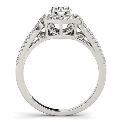 14k White Gold Diamond Engagement Ring with Hexagon Halo Border (7/8 cttw) RCJ Rings  CELESTIA LUXE JEWELLERS