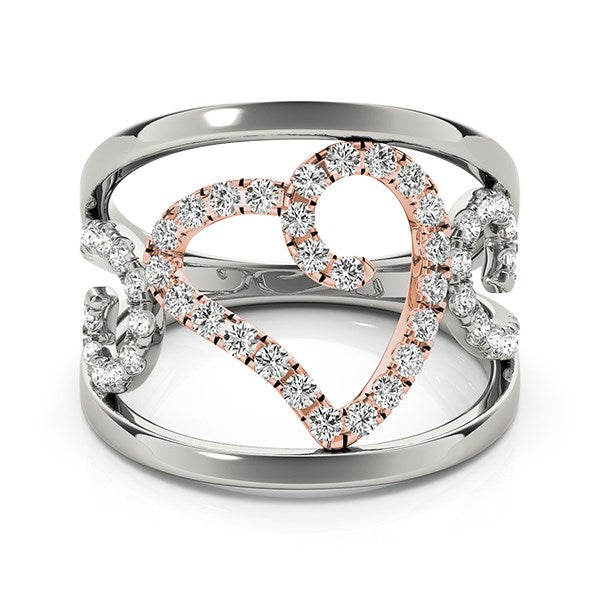 Heart Motif Filigree Style Diamond Ring in 14k White And Rose Gold (1/4 cttw) RCJ Rings  CELESTIA LUXE JEWELLERS