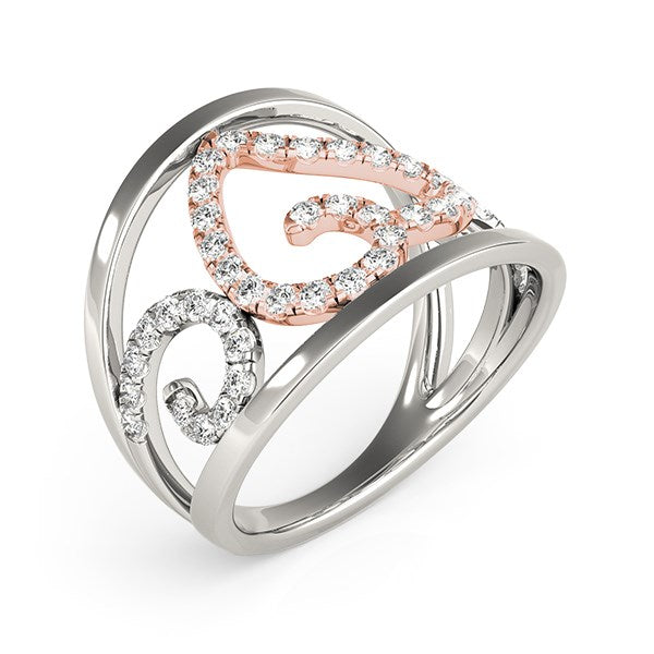 Heart Motif Filigree Style Diamond Ring in 14k White And Rose Gold (1/4 cttw) RCJ Rings  CELESTIA LUXE JEWELLERS