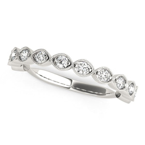 14k White Gold Antique Style Diamond Wedding Band (3/8 cttw) RCJ Rings  CELESTIA LUXE JEWELLERS