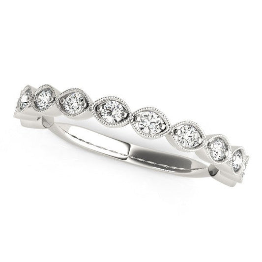 14k White Gold Antique Style Diamond Wedding Band (3/8 cttw) RCJ Rings  CELESTIA LUXE JEWELLERS
