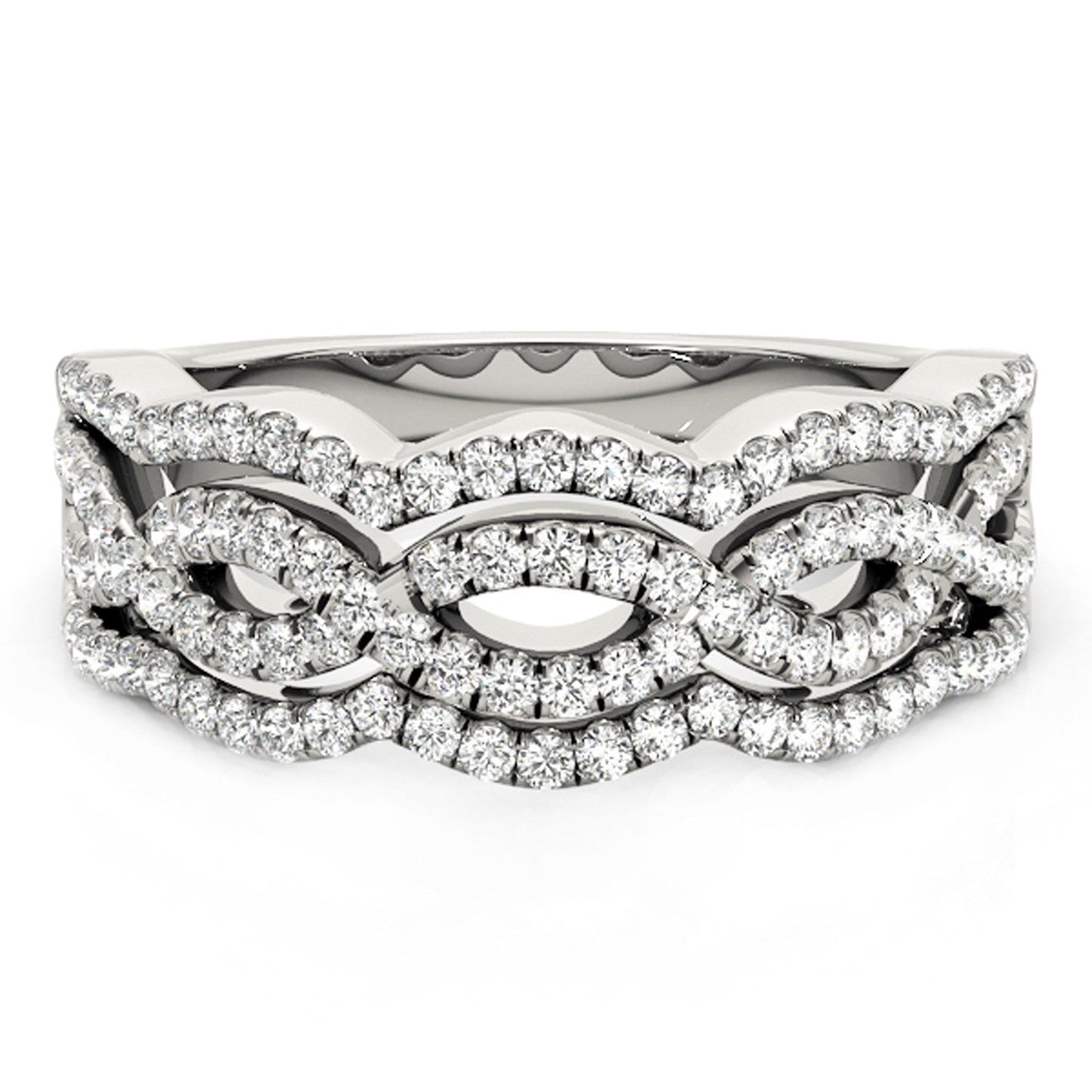 Diamond Studded Ring with Four Curves in 14k White Gold (5/8 cttw) RCJ Rings  CELESTIA LUXE JEWELLERS