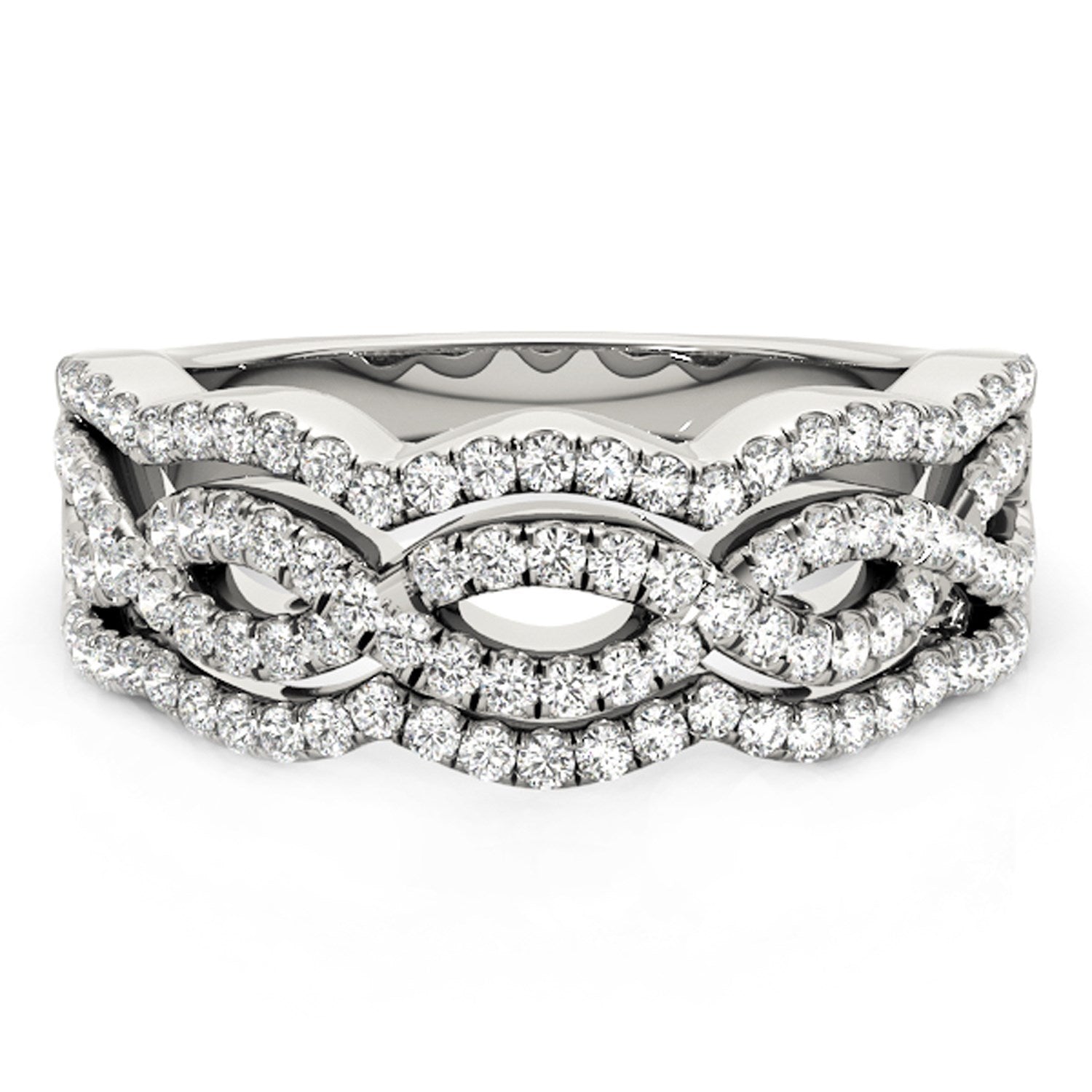 Diamond Studded Ring with Four Curves in 14k White Gold (5/8 cttw) RCJ Rings  CELESTIA LUXE JEWELLERS