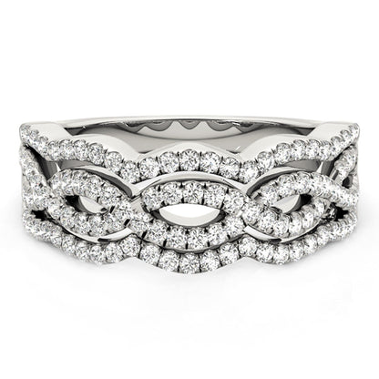 Diamond Studded Ring with Four Curves in 14k White Gold (5/8 cttw) RCJ Rings  CELESTIA LUXE JEWELLERS