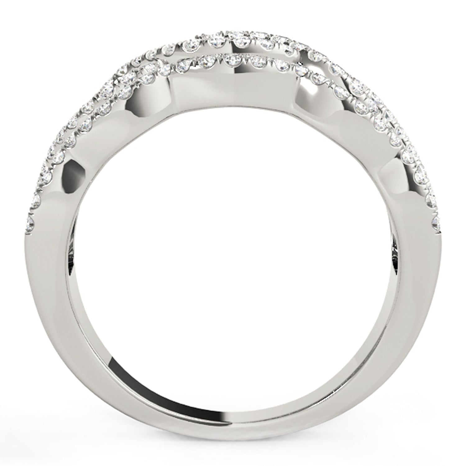 Diamond Studded Ring with Four Curves in 14k White Gold (5/8 cttw) RCJ Rings  CELESTIA LUXE JEWELLERS