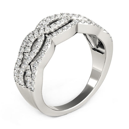 Diamond Studded Ring with Four Curves in 14k White Gold (5/8 cttw) RCJ Rings  CELESTIA LUXE JEWELLERS