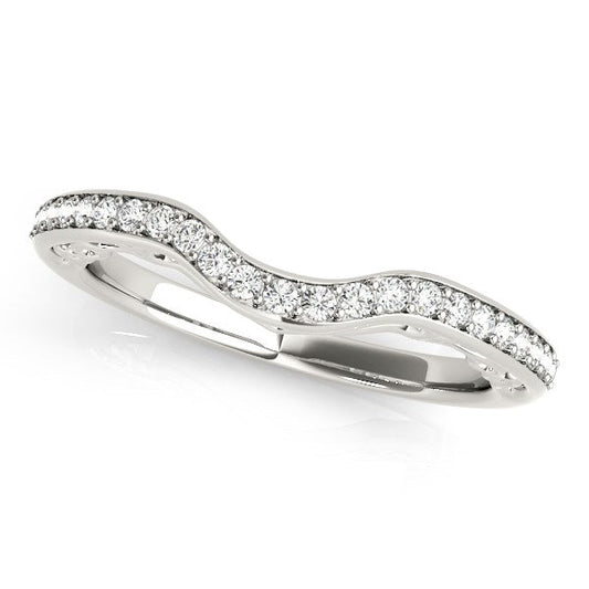 14k White Gold Prong Set Curved Diamond Wedding Ring (1/6 cttw) RCJ Rings  CELESTIA LUXE JEWELLERS