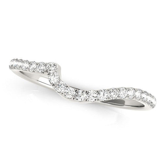 14k White Gold Round Pave Setting Curved Diamond Wedding Ring (1/5 cttw) RCJ Rings  CELESTIA LUXE JEWELLERS