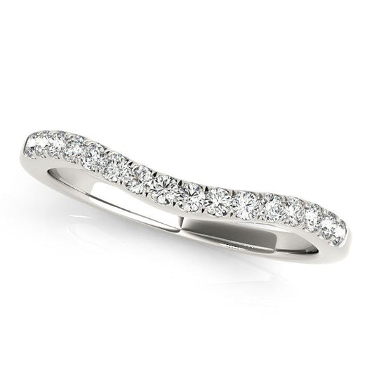14k White Gold Curvy Style Pave Set Diamond Wedding Band (1/5 cttw) RCJ Rings  CELESTIA LUXE JEWELLERS