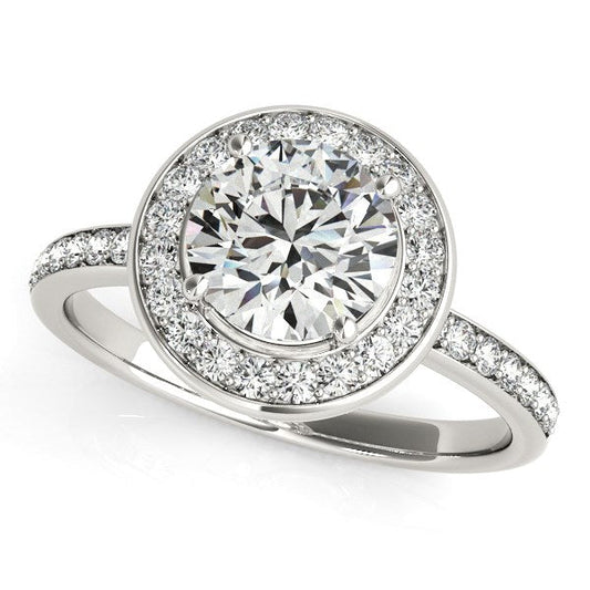 14k White Gold Round Halo Diamond Engagement Ring (1 1/2 cttw) RCJ Rings  CELESTIA LUXE JEWELLERS