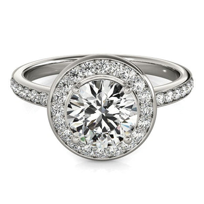 14k White Gold Round Halo Diamond Engagement Ring (1 1/2 cttw) RCJ Rings  CELESTIA LUXE JEWELLERS