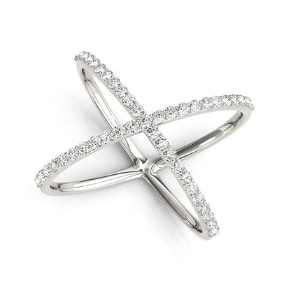 14k White Gold X Style Thin Ring with Diamonds (1/2 cttw) RCJ Rings  CELESTIA LUXE JEWELLERS