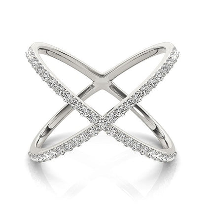 14k White Gold X Style Thin Ring with Diamonds (1/2 cttw) RCJ Rings  CELESTIA LUXE JEWELLERS