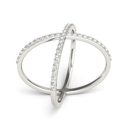 14k White Gold X Style Thin Ring with Diamonds (1/2 cttw) RCJ Rings  CELESTIA LUXE JEWELLERS