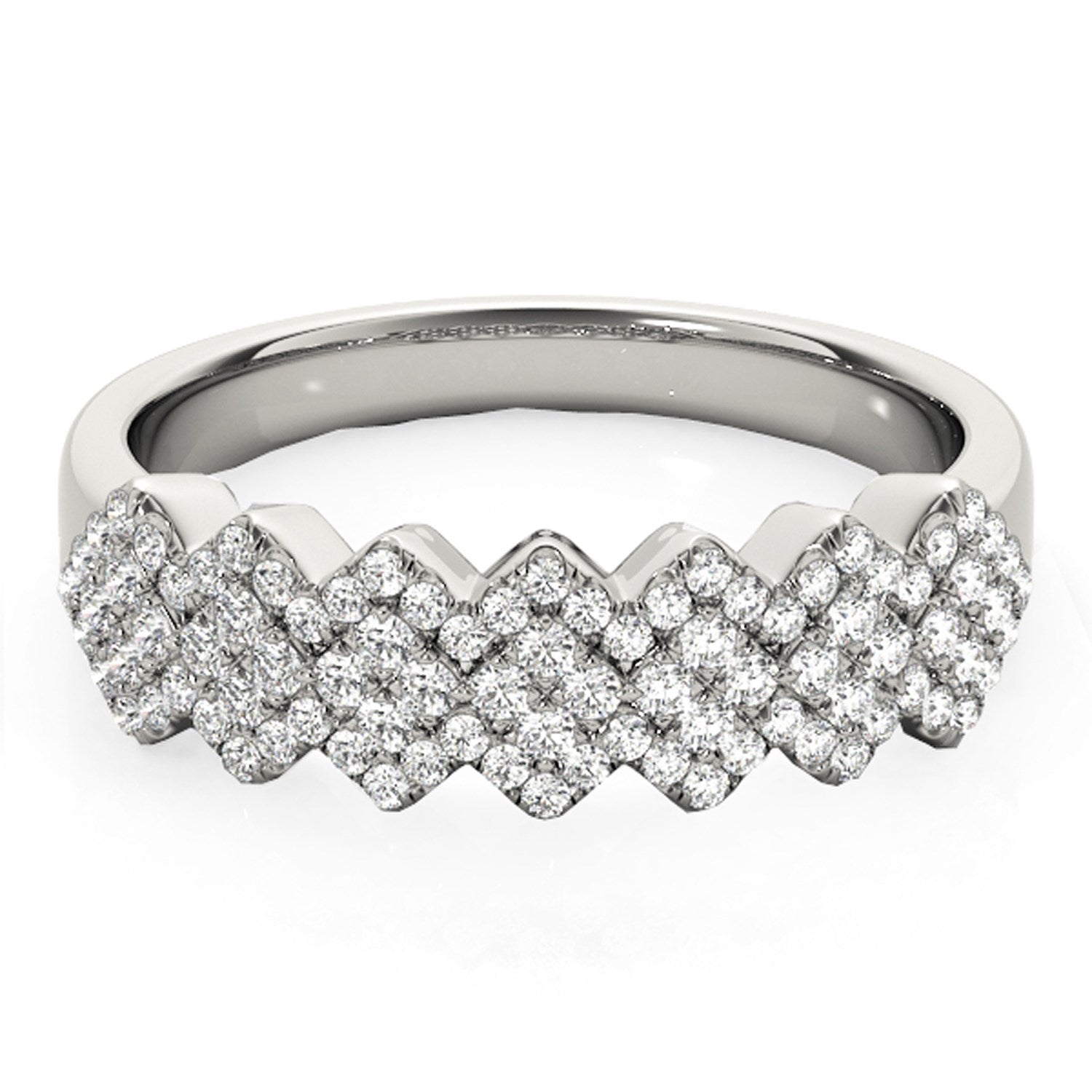 Diamond Studded Wide Multi-Diagonal Pattern Ring in 14k White Gold (5/8 cttw) RCJ Rings  CELESTIA LUXE JEWELLERS