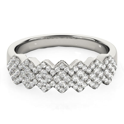 Diamond Studded Wide Multi-Diagonal Pattern Ring in 14k White Gold (5/8 cttw) RCJ Rings  CELESTIA LUXE JEWELLERS