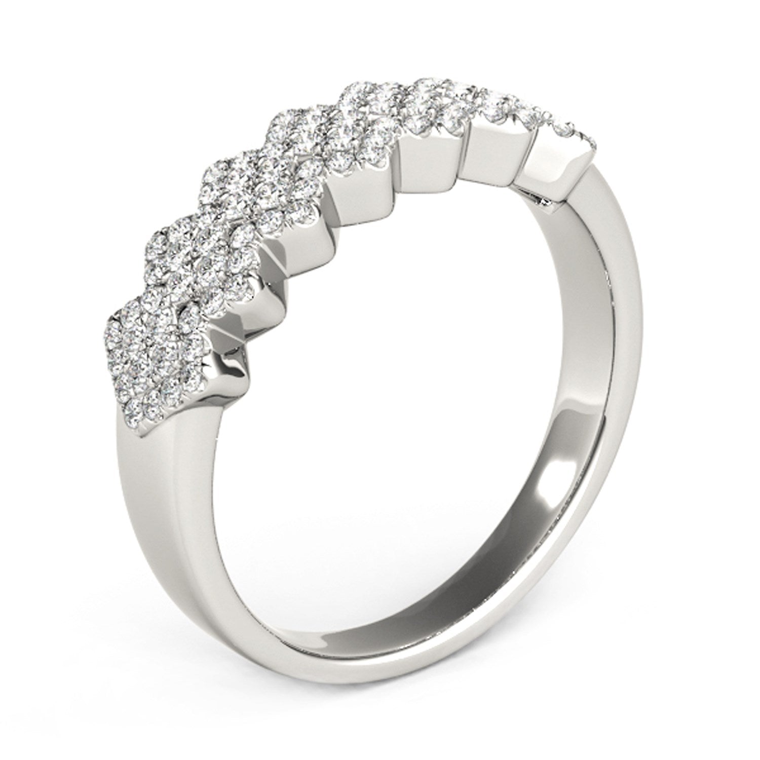 Diamond Studded Wide Multi-Diagonal Pattern Ring in 14k White Gold (5/8 cttw) RCJ Rings  CELESTIA LUXE JEWELLERS