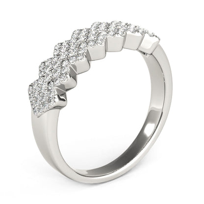 Diamond Studded Wide Multi-Diagonal Pattern Ring in 14k White Gold (5/8 cttw) RCJ Rings  CELESTIA LUXE JEWELLERS