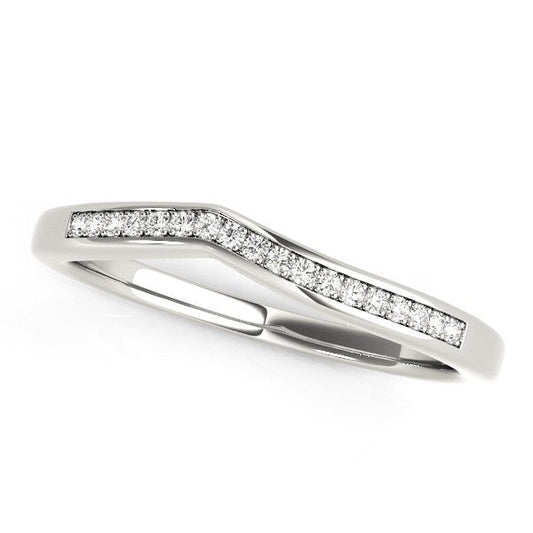 14k White Gold Modern Curved Design Diamond Wedding Band (1/10 cttw) RCJ Rings  CELESTIA LUXE JEWELLERS