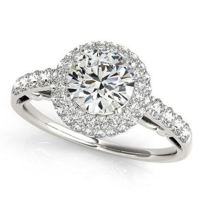 14k White Gold Halo Style Diamond Engagement Pave Shank Ring (1 1/2 cttw) RCJ Rings  CELESTIA LUXE JEWELLERS