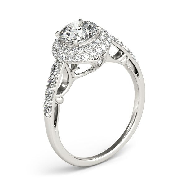 14k White Gold Halo Style Diamond Engagement Pave Shank Ring (1 1/2 cttw) RCJ Rings  CELESTIA LUXE JEWELLERS