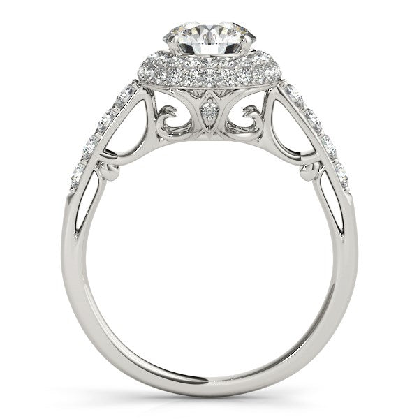 14k White Gold Halo Style Diamond Engagement Pave Shank Ring (1 1/2 cttw) RCJ Rings  CELESTIA LUXE JEWELLERS