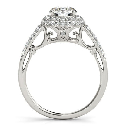 14k White Gold Halo Style Diamond Engagement Pave Shank Ring (1 1/2 cttw) RCJ Rings  CELESTIA LUXE JEWELLERS