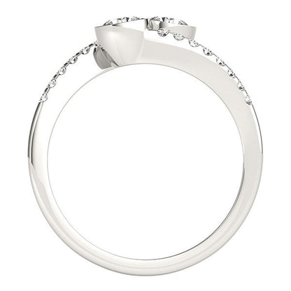 14k White Gold Round Bezel Setting Two Stone Diamond Ring (5/8 cttw) RCJ Rings  CELESTIA LUXE JEWELLERS
