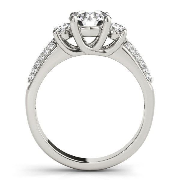14k White Gold 3 Stone Pave Set Band Diamond Engagement Ring (1 7/8 cttw) RCJ Rings  CELESTIA LUXE JEWELLERS