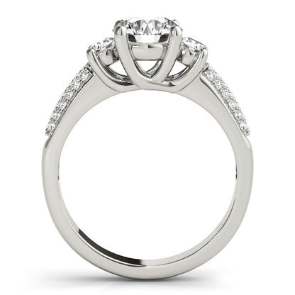 14k White Gold 3 Stone Pave Set Band Diamond Engagement Ring (1 7/8 cttw) RCJ Rings  CELESTIA LUXE JEWELLERS