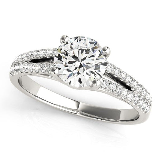 14k White Gold Split Shank Round Diamond Engagement Ring (1 1/8 cttw) RCJ Rings  CELESTIA LUXE JEWELLERS