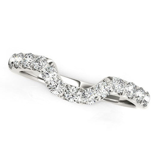 14k White Gold Curved Design Pave Diamond Wedding Ring (1/6 cttw) RCJ Rings  CELESTIA LUXE JEWELLERS