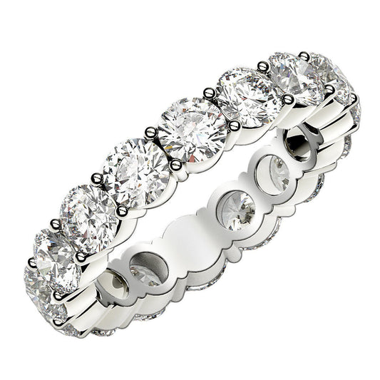 Round Cut Lab Grown Diamond Eternity Ring in 14k White Gold (4 cttw FG/VS2) RCJ Rings  CELESTIA LUXE JEWELLERS