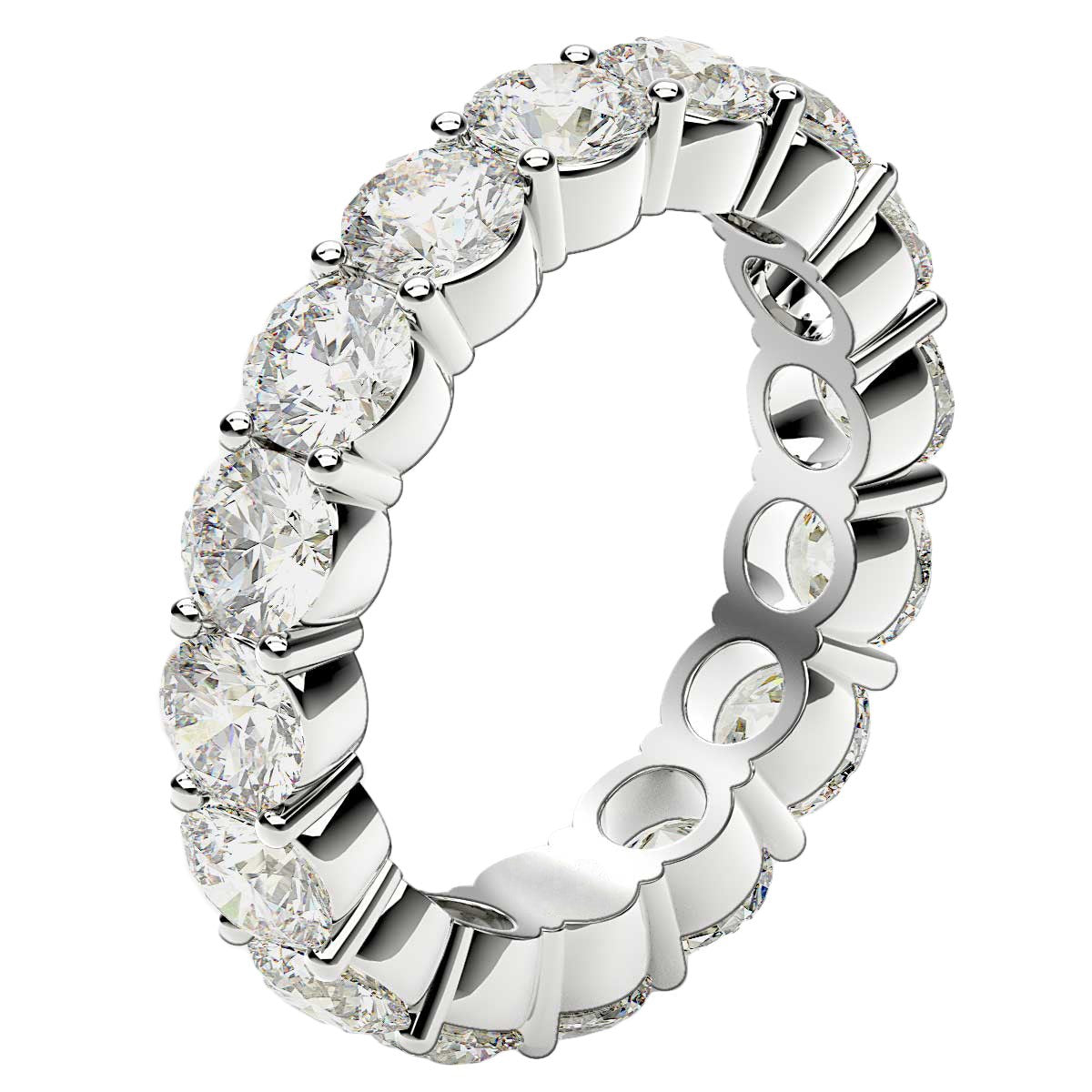 Round Cut Lab Grown Diamond Eternity Ring in 14k White Gold (4 cttw FG/VS2) RCJ Rings  CELESTIA LUXE JEWELLERS