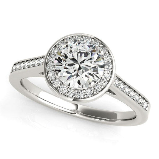 14k White Gold Halo Round Diamond Engagement Ring (1 1/4 cttw) RCJ Rings  CELESTIA LUXE JEWELLERS