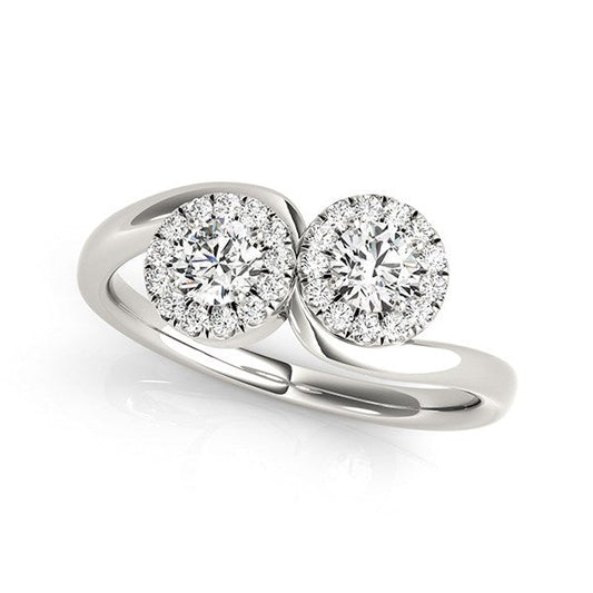 14k White Gold Halo Set Round Two Stone Diamond Ring (3/8 cttw) RCJ Rings  CELESTIA LUXE JEWELLERS
