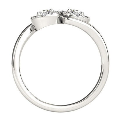 14k White Gold Halo Set Round Two Stone Diamond Ring (3/8 cttw) RCJ Rings  CELESTIA LUXE JEWELLERS