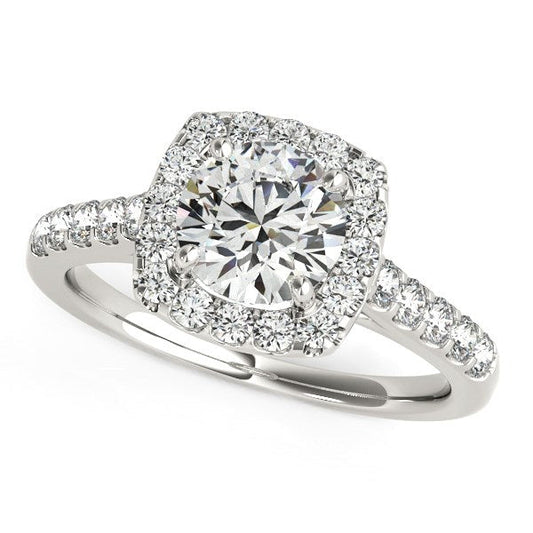 Square Shape Halo Diamond Engagement Ring in 14k White Gold (1 1/2 cttw) RCJ Rings  CELESTIA LUXE JEWELLERS