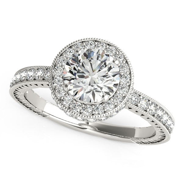 14k White Gold Milgrain Border Diamond Pave Engagement Ring (1 1/2 cttw) RCJ Rings  CELESTIA LUXE JEWELLERS