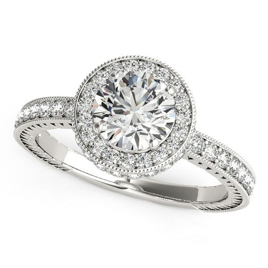 14k White Gold Milgrain Border Diamond Pave Engagement Ring (1 1/2 cttw) RCJ Rings  CELESTIA LUXE JEWELLERS