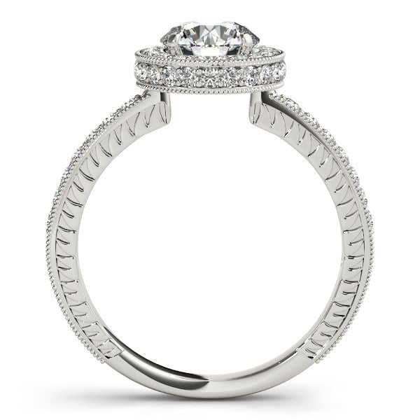 14k White Gold Milgrain Border Diamond Pave Engagement Ring (1 1/2 cttw) RCJ Rings  CELESTIA LUXE JEWELLERS