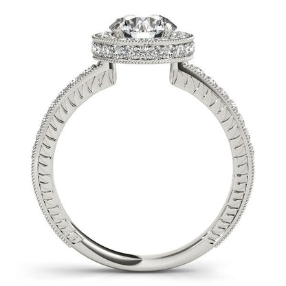14k White Gold Milgrain Border Diamond Pave Engagement Ring (1 1/2 cttw) RCJ Rings  CELESTIA LUXE JEWELLERS
