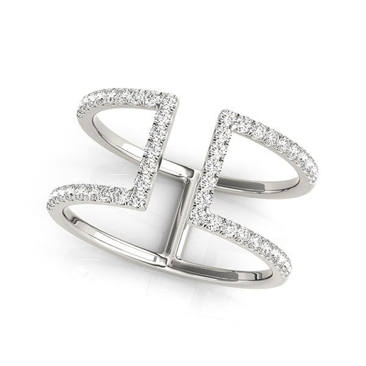14k White Gold Modern Dual Band Style Diamond Ring (1/2 cttw) RCJ Rings  CELESTIA LUXE JEWELLERS