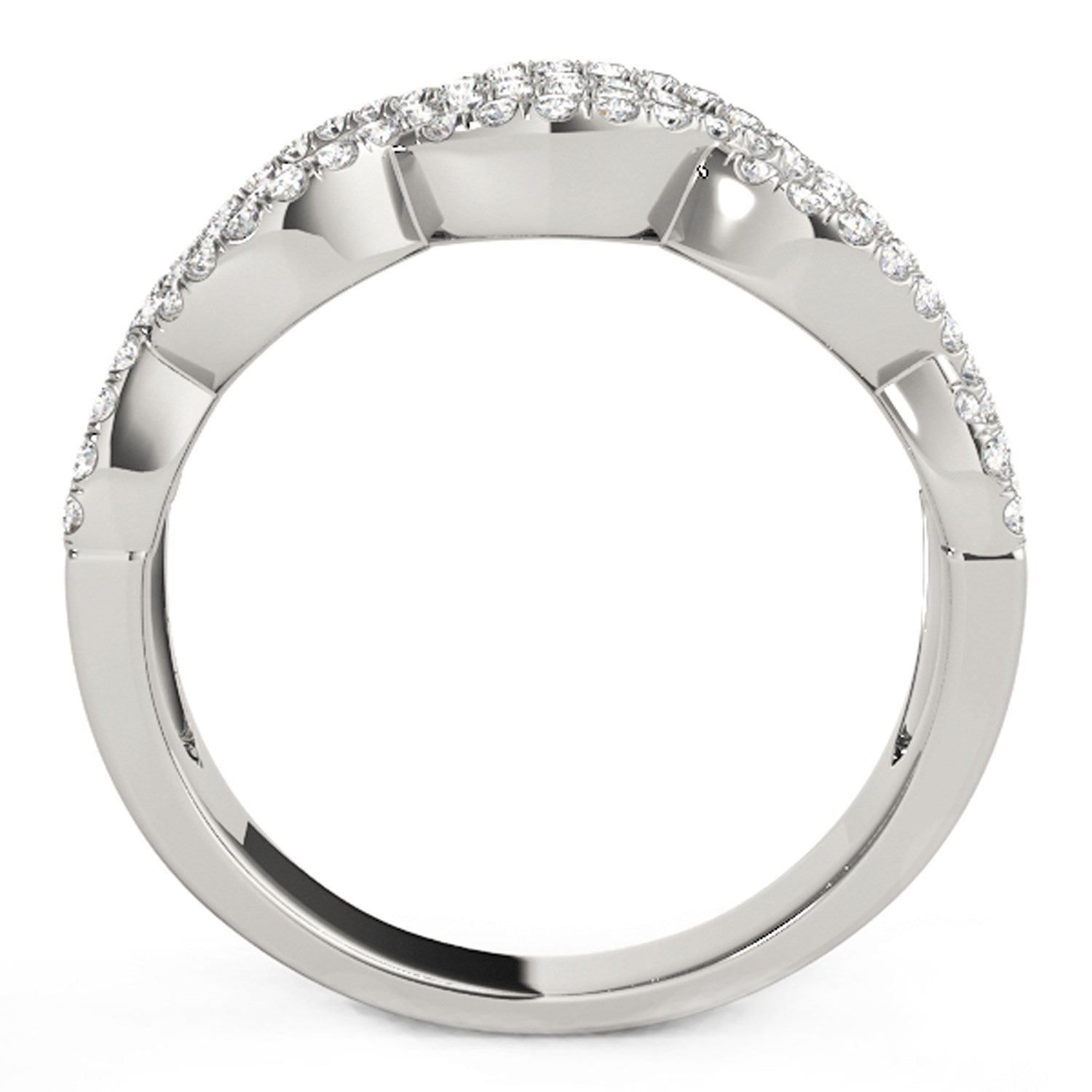 Diamond Studded Double Interlocking Waves Ring in 14k White Gold  (5/8 cttw) RCJ Rings  CELESTIA LUXE JEWELLERS
