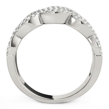 Diamond Studded Double Interlocking Waves Ring in 14k White Gold  (5/8 cttw) RCJ Rings  CELESTIA LUXE JEWELLERS