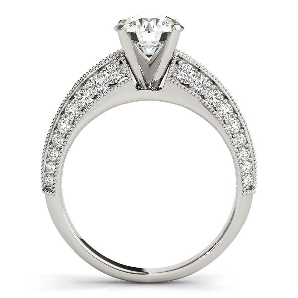 14k White Gold Pronged Round Antique Diamond Engagement Ring (1 1/2 cttw) RCJ Rings  CELESTIA LUXE JEWELLERS